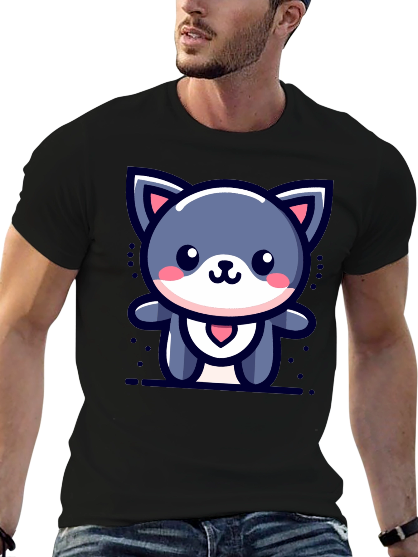 Cute Cartoon Cat Graphic T-Shirt