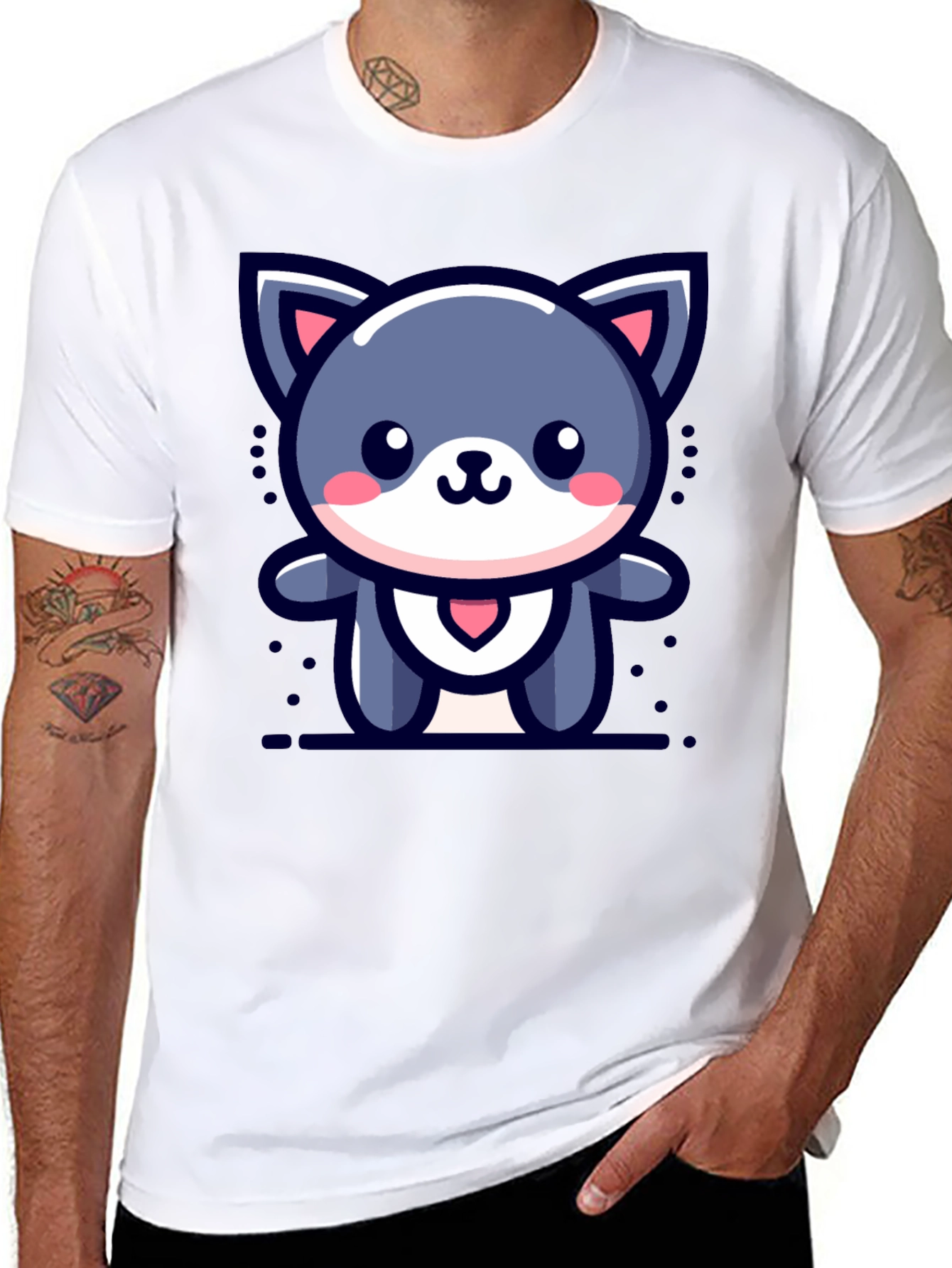 Cute Cartoon Cat Graphic T-Shirt