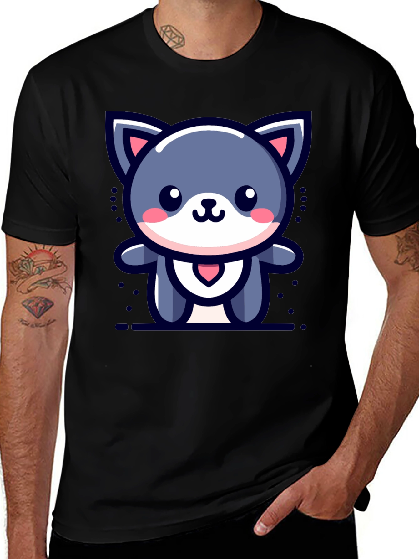 Cute Cartoon Cat Graphic T-Shirt