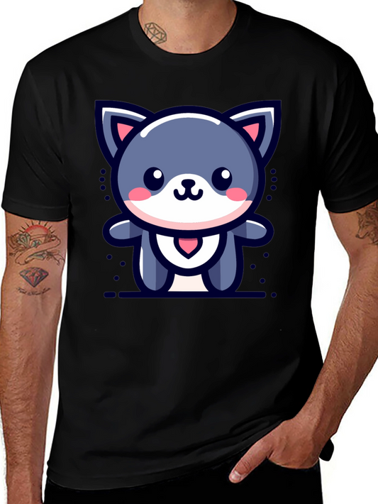 Cute Cartoon Cat Graphic T-Shirt