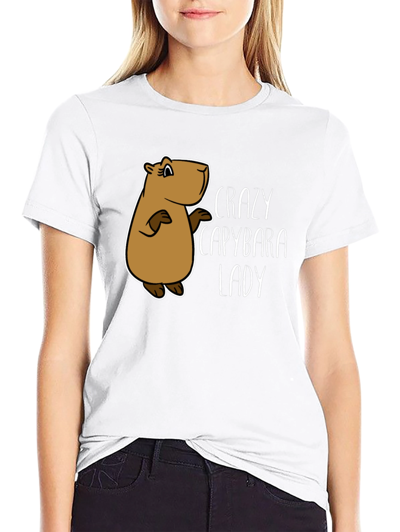 Crazy Capybara Lady T-Shirt - Fun Animal Lover Tee