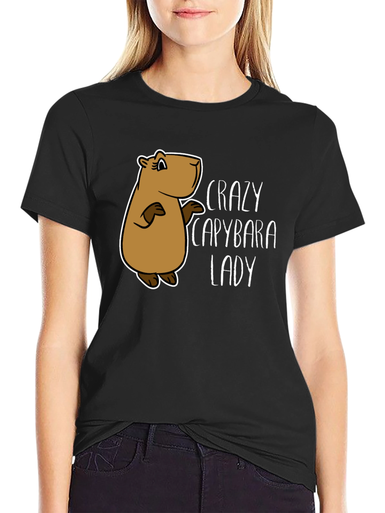 Crazy Capybara Lady T-Shirt - Fun Animal Lover Tee
