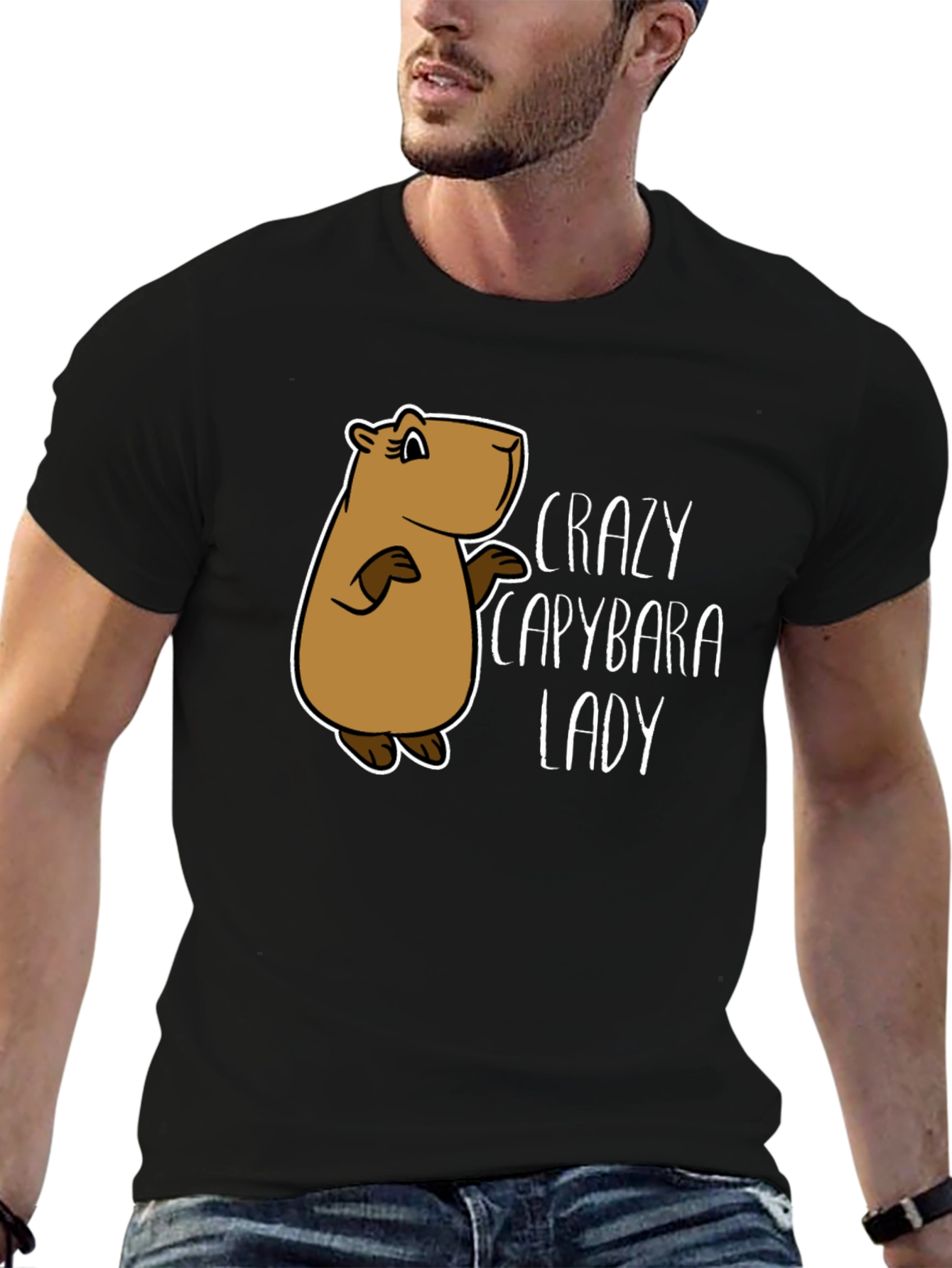 Crazy Capybara Lady T-Shirt - Fun Animal Lover Tee