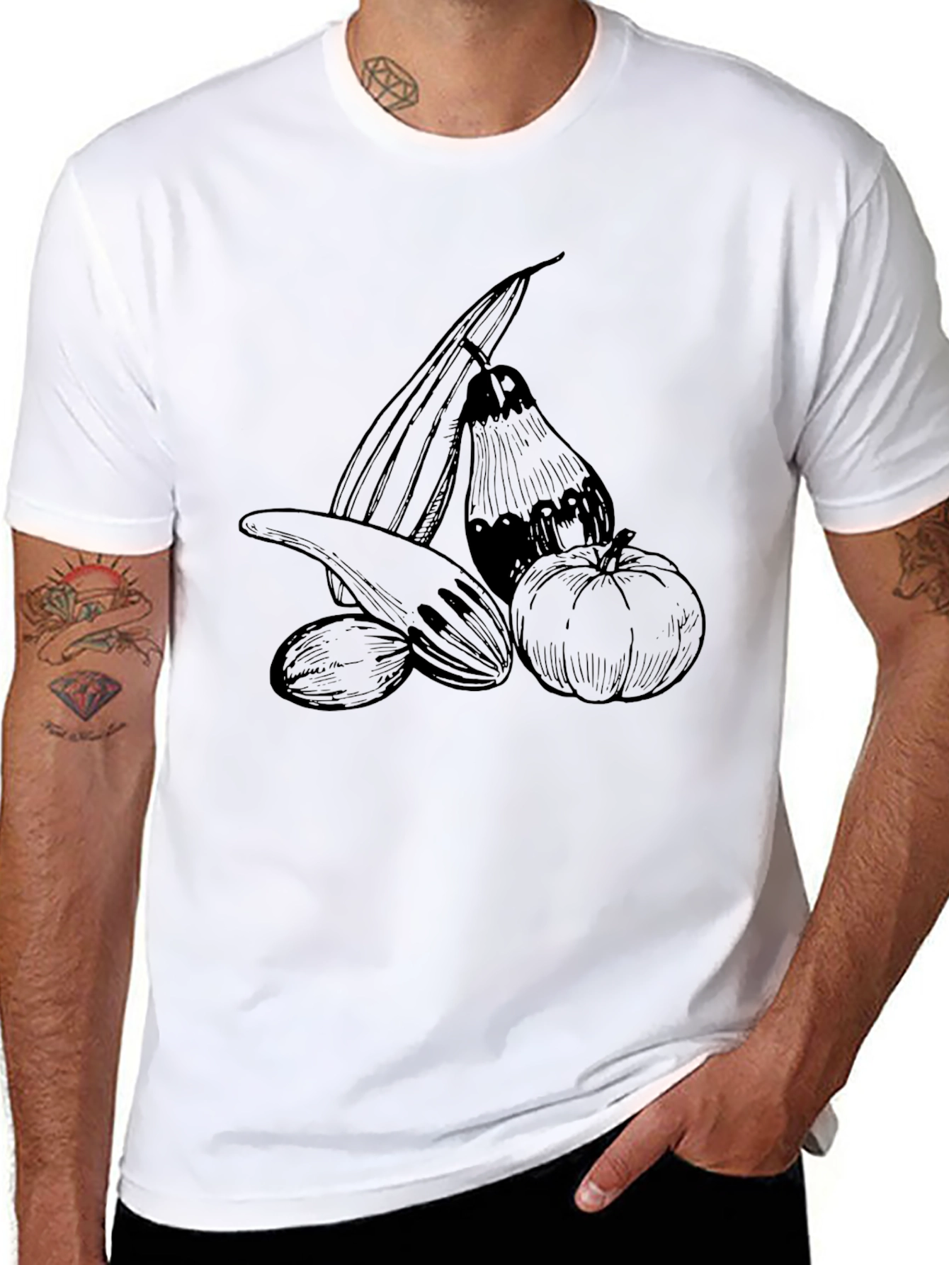 Harvest Vegetables Graphic T-Shirt Black