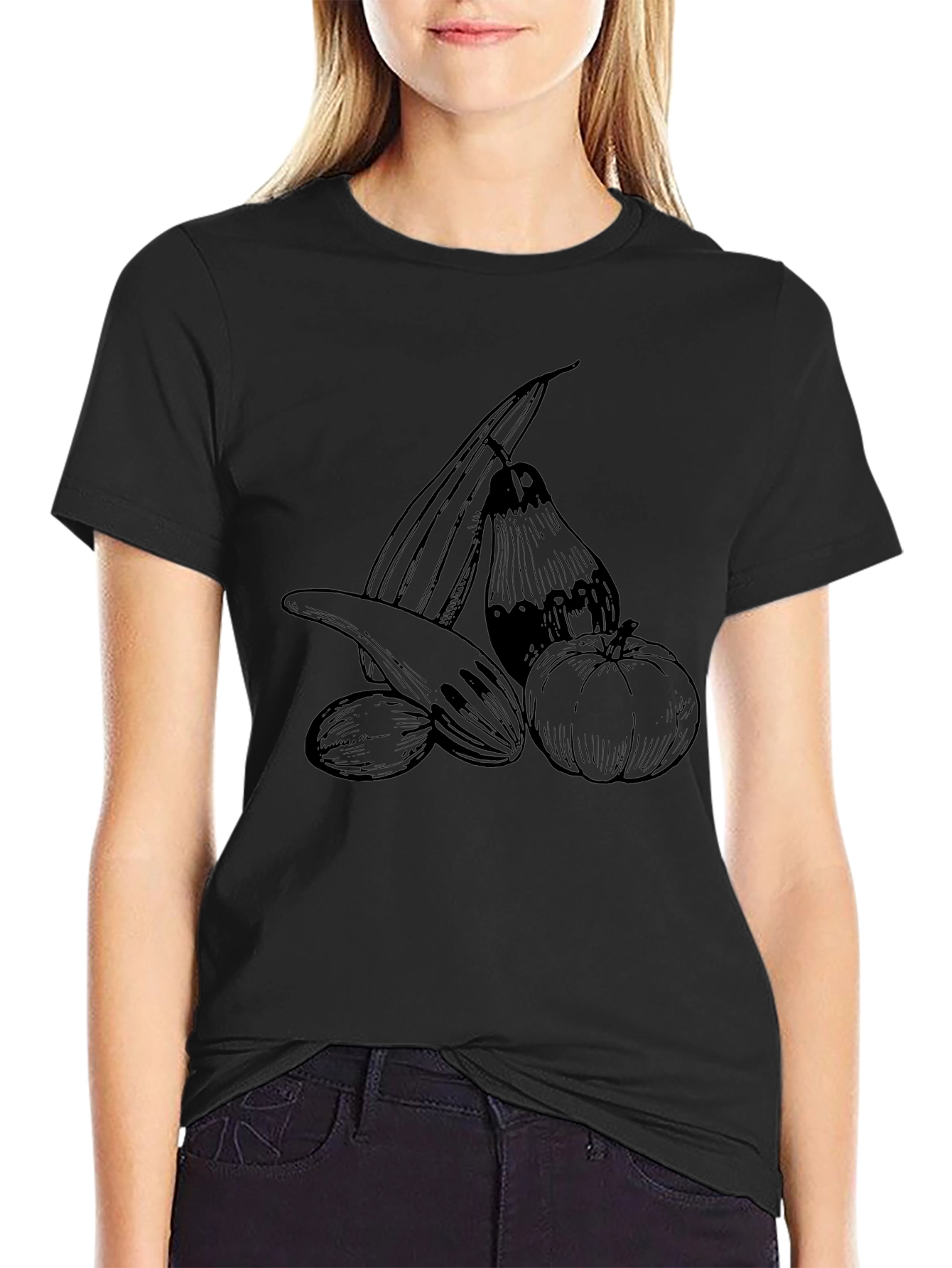 Harvest Vegetables Graphic T-Shirt Black