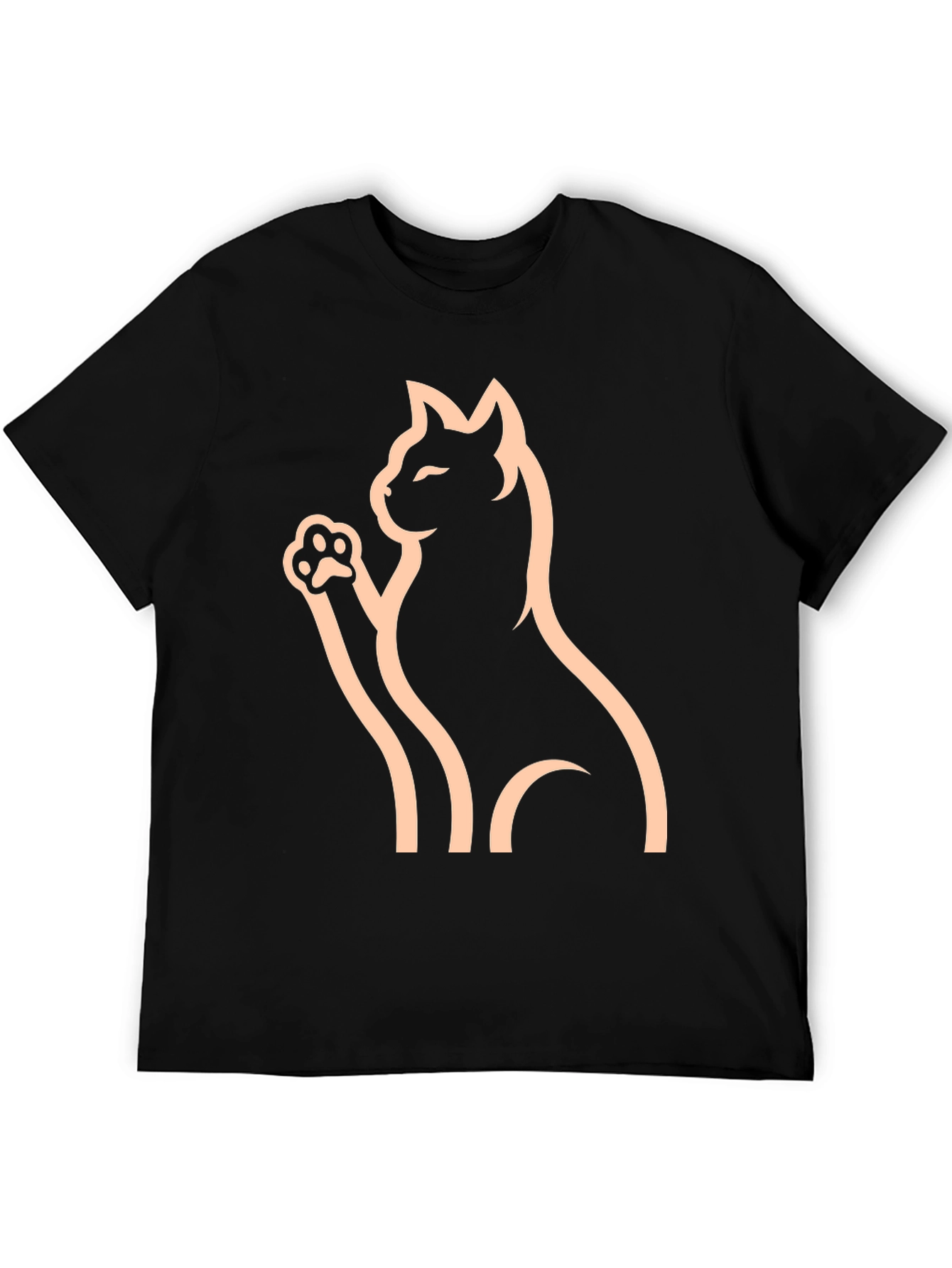 Black Cat Graphic Tee - Minimalist Style