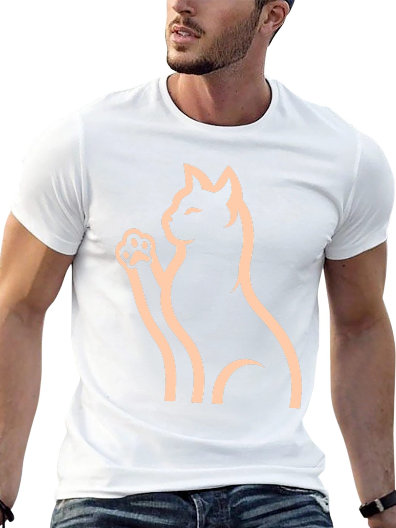 Black Cat Graphic Tee - Minimalist Style