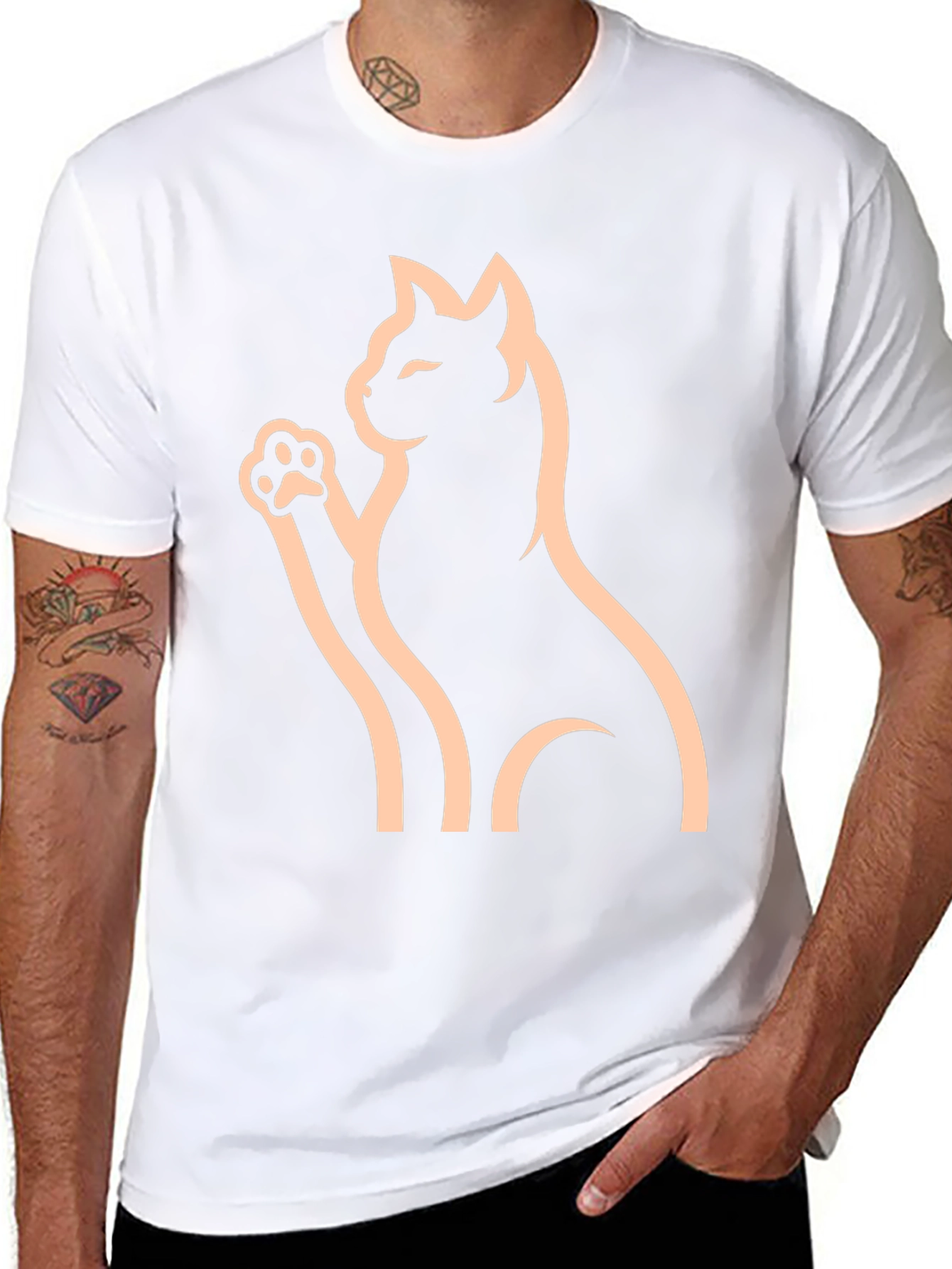 Black Cat Graphic Tee - Minimalist Style