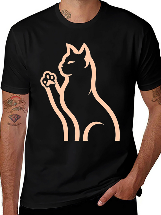 Black Cat Graphic Tee - Minimalist Style
