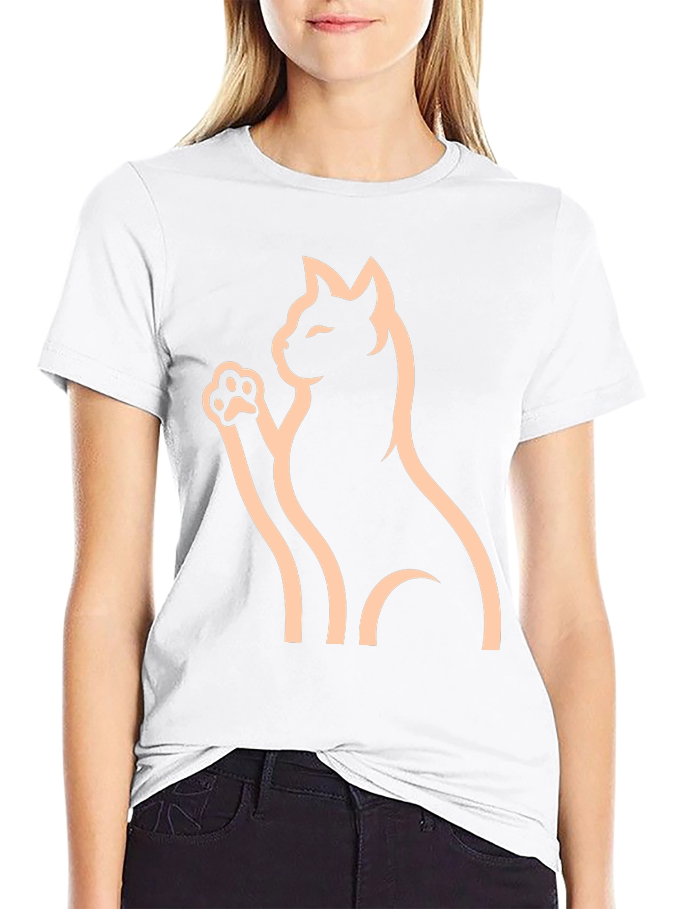 Black Cat Graphic Tee - Minimalist Style
