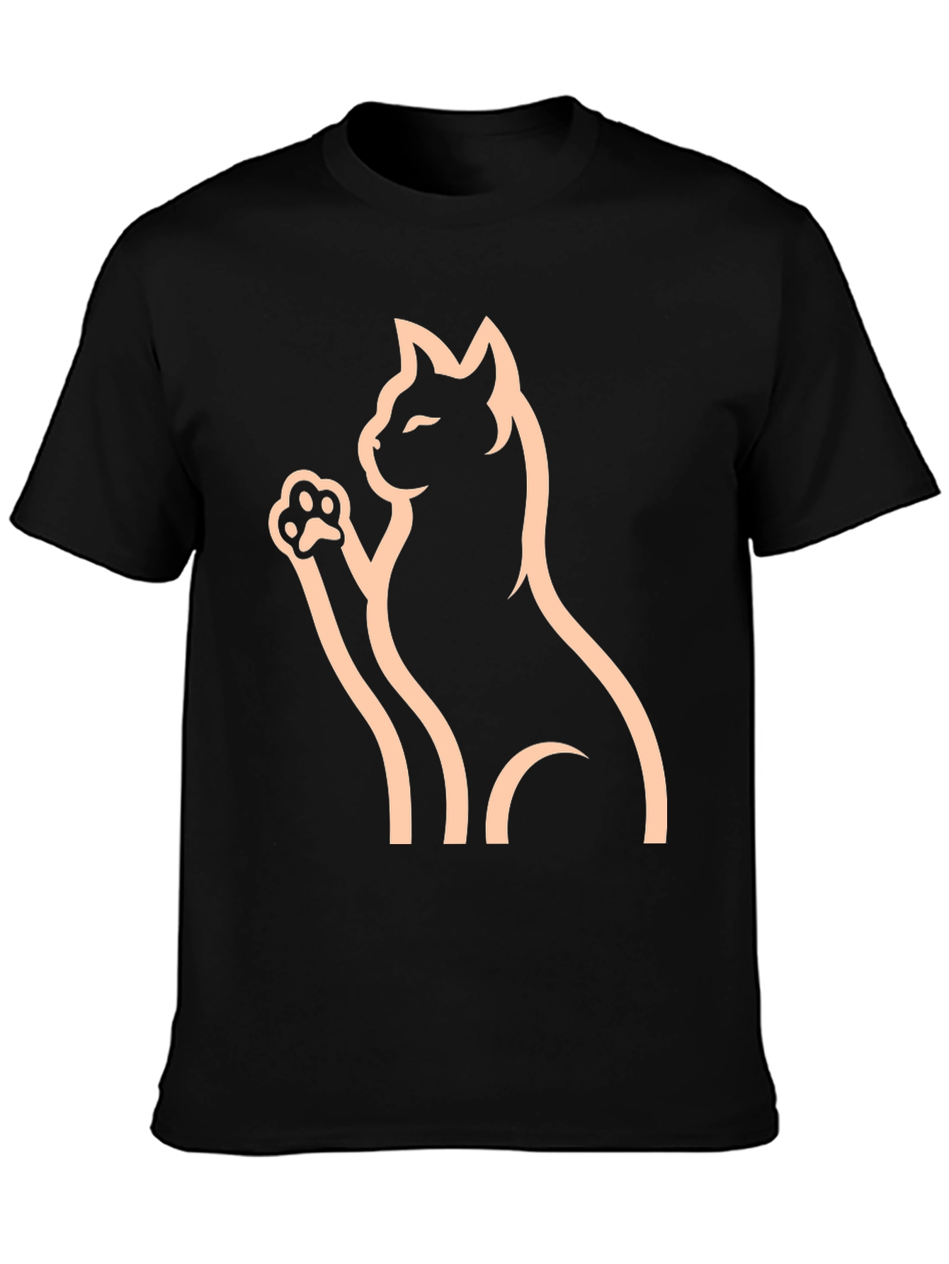 Black Cat Graphic Tee - Minimalist Style