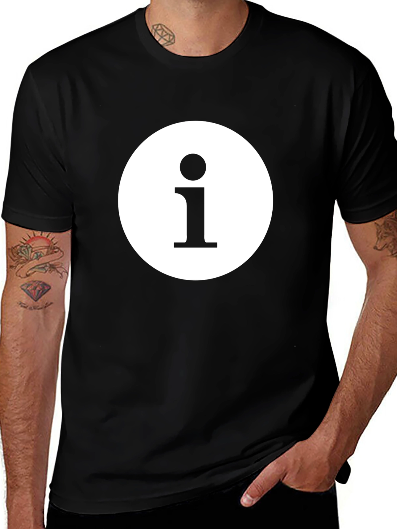 Info Icon Graphic Black T-Shirt