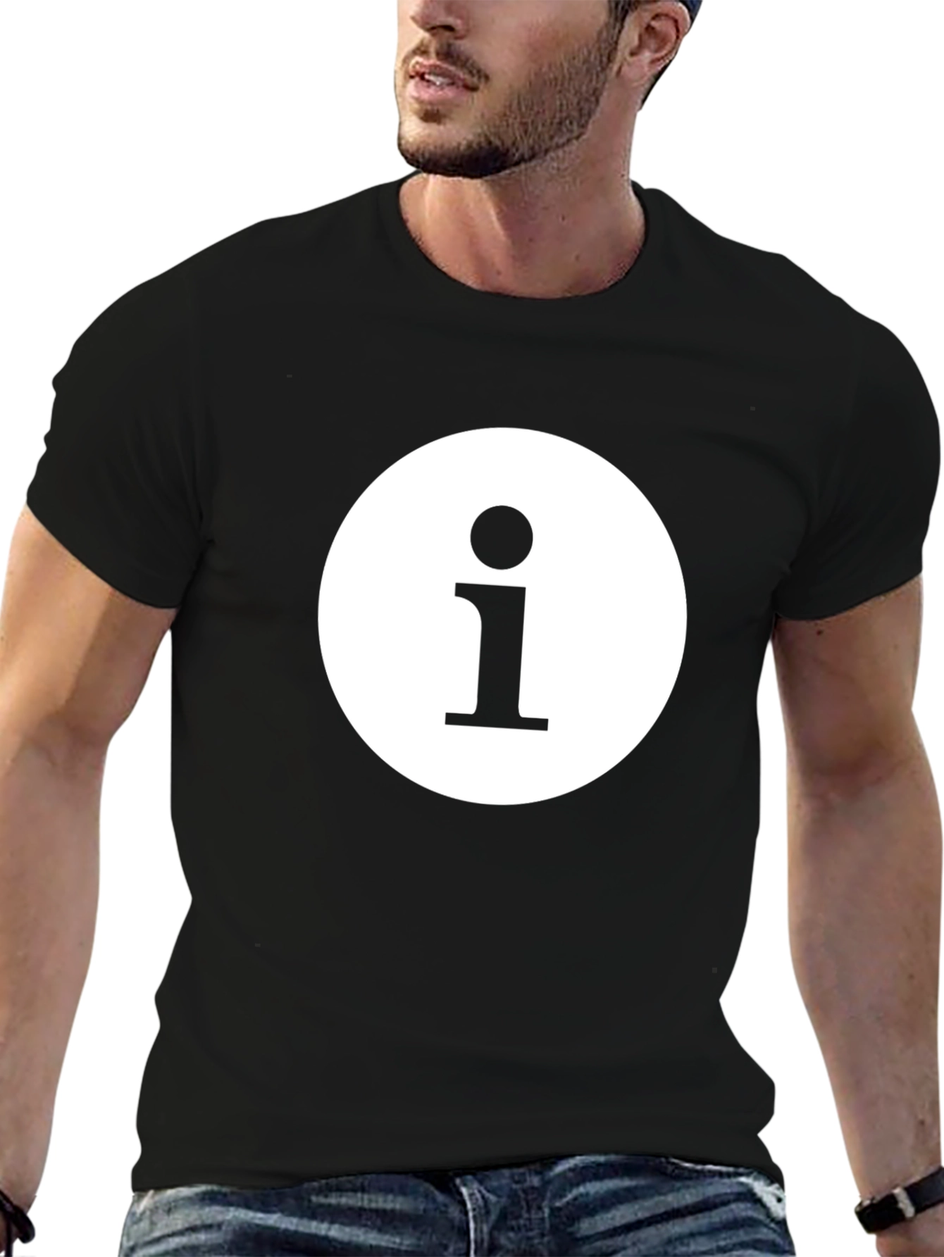 Info Icon Graphic Black T-Shirt