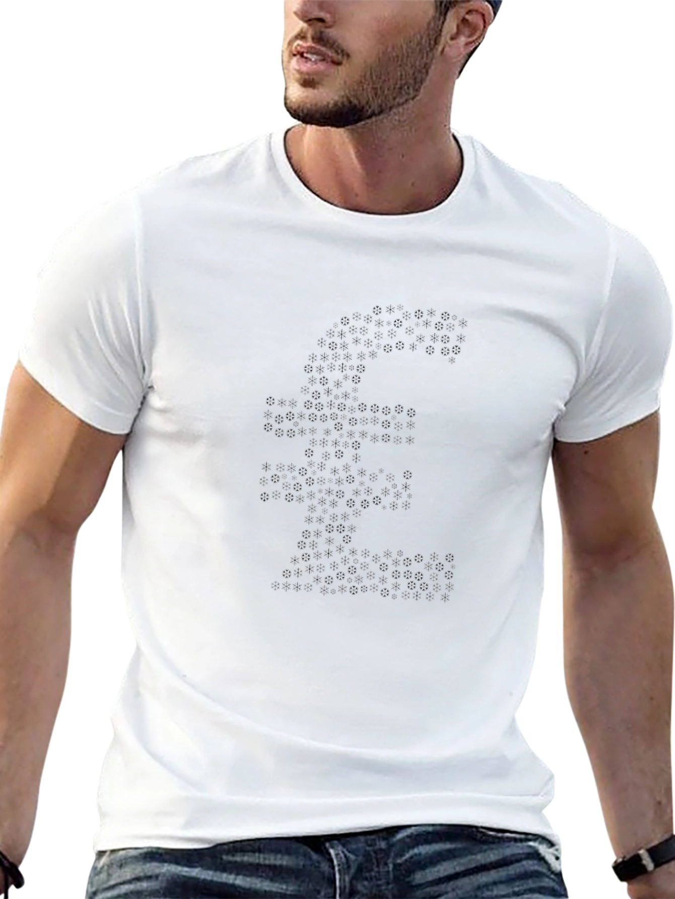Abstract Floral Pattern Black T-Shirt