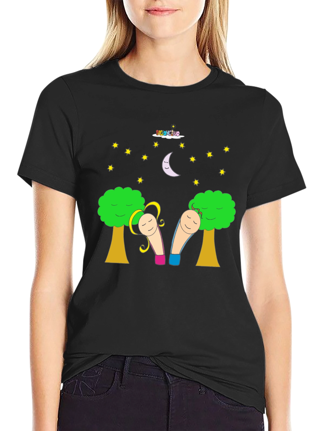 Whimsical Cartoon T-Shirt - Unisex Black Tee