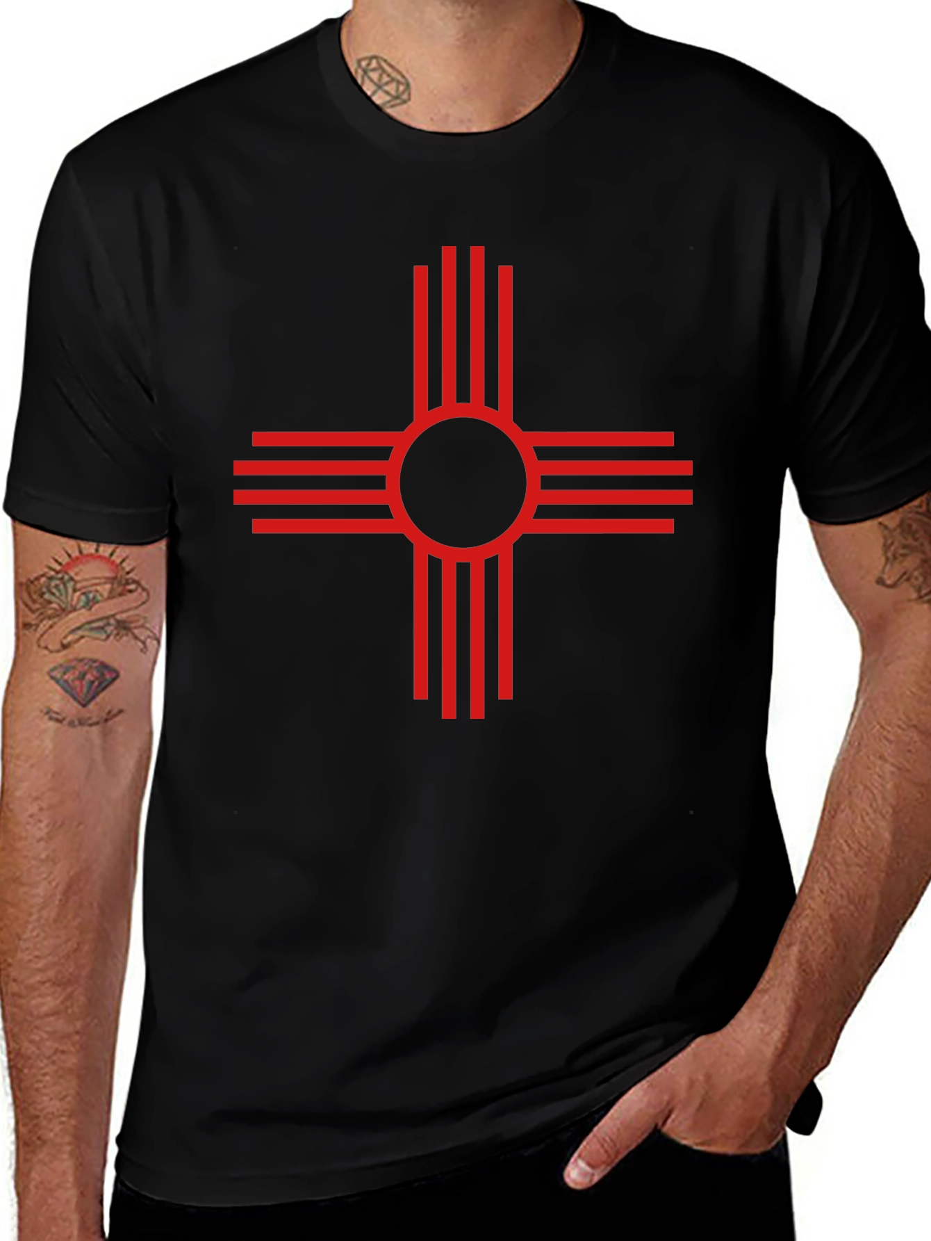 Red Zia Symbol Black Tee