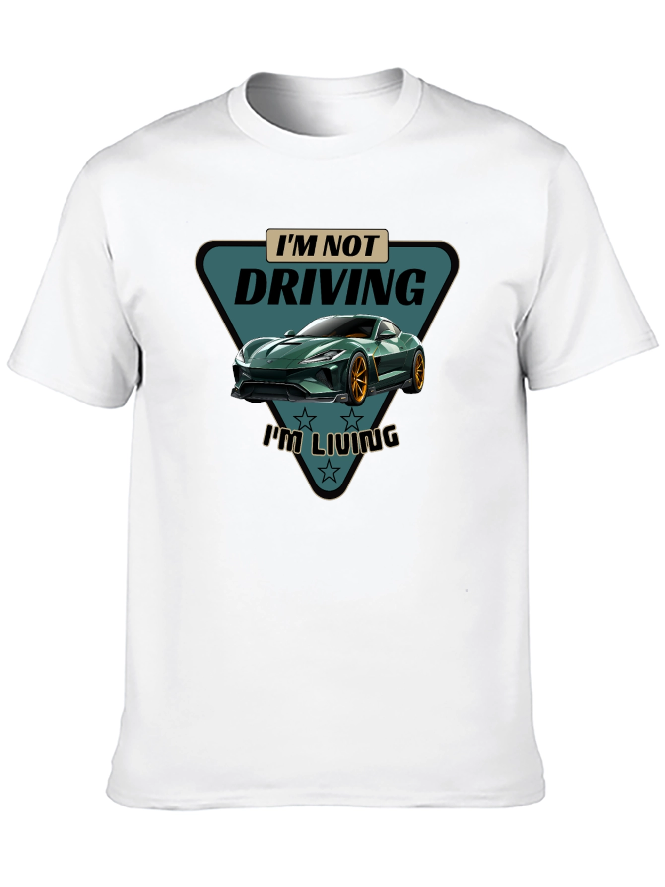 Driving is Living T-Shirt Green Car Graphic