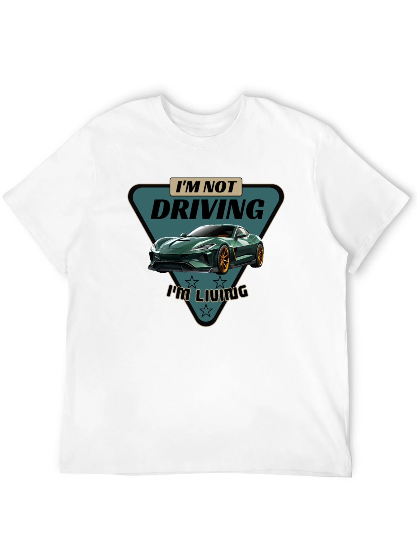 Driving is Living T-Shirt Green Car Graphic