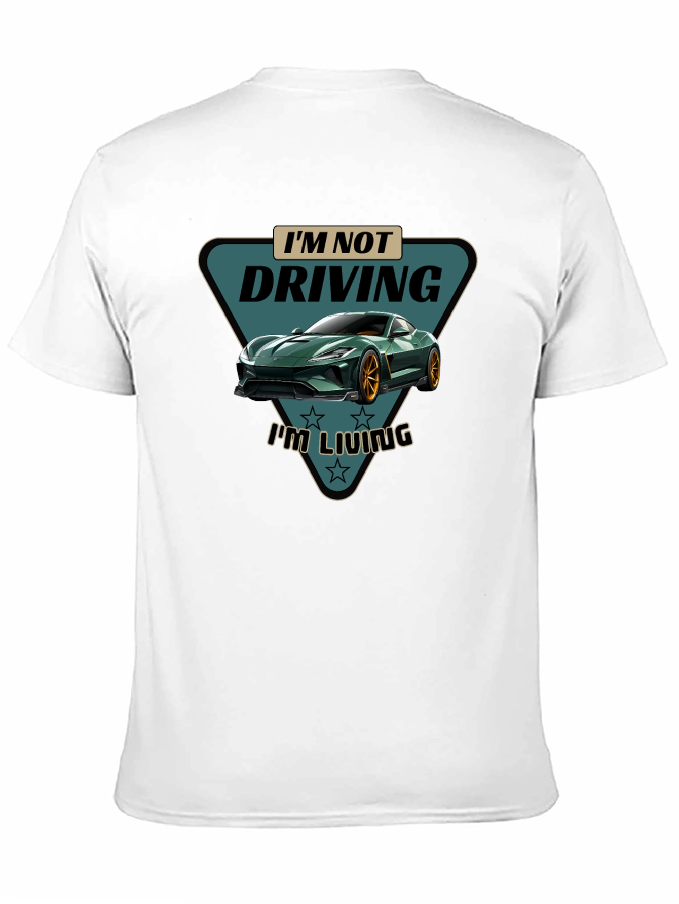 Driving is Living T-Shirt Green Car Graphic
