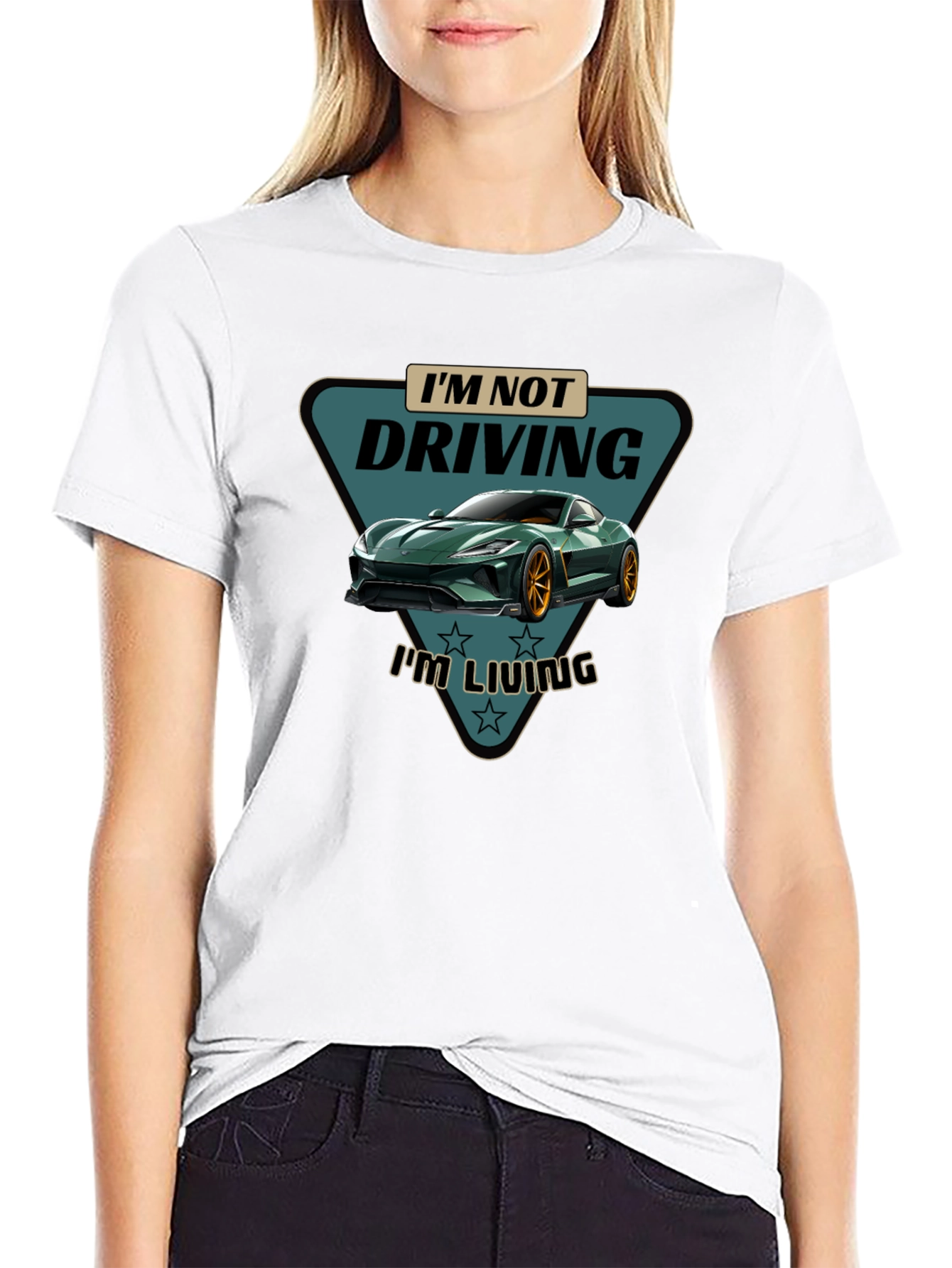 Driving is Living T-Shirt Green Car Graphic