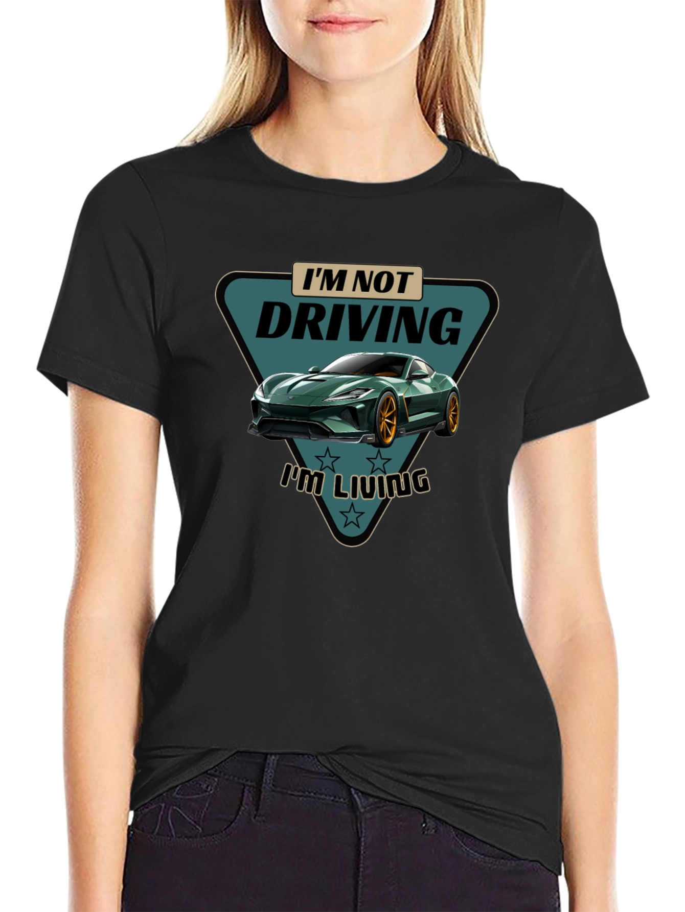 Driving is Living T-Shirt Green Car Graphic