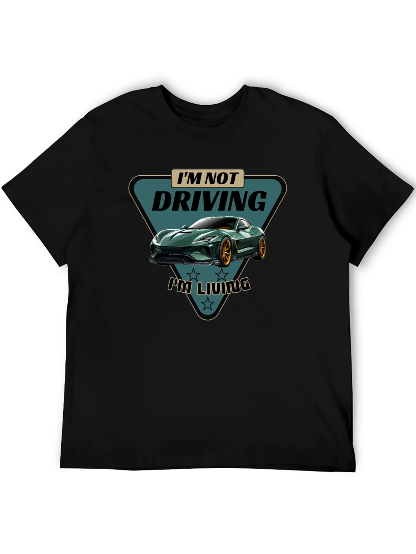 Driving is Living T-Shirt Green Car Graphic
