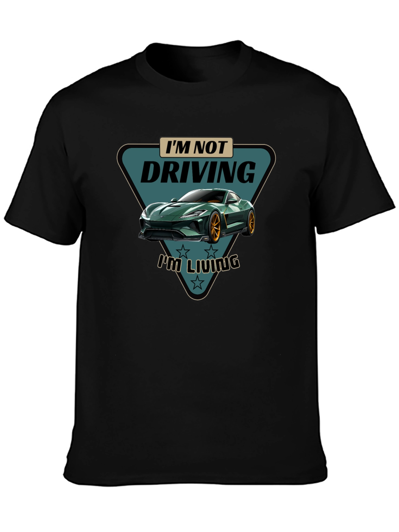 Driving is Living T-Shirt Green Car Graphic