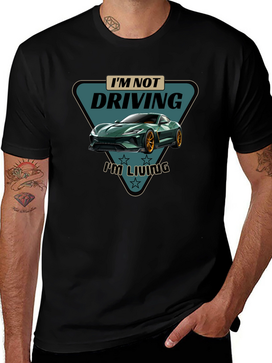 Driving is Living T-Shirt Green Car Graphic