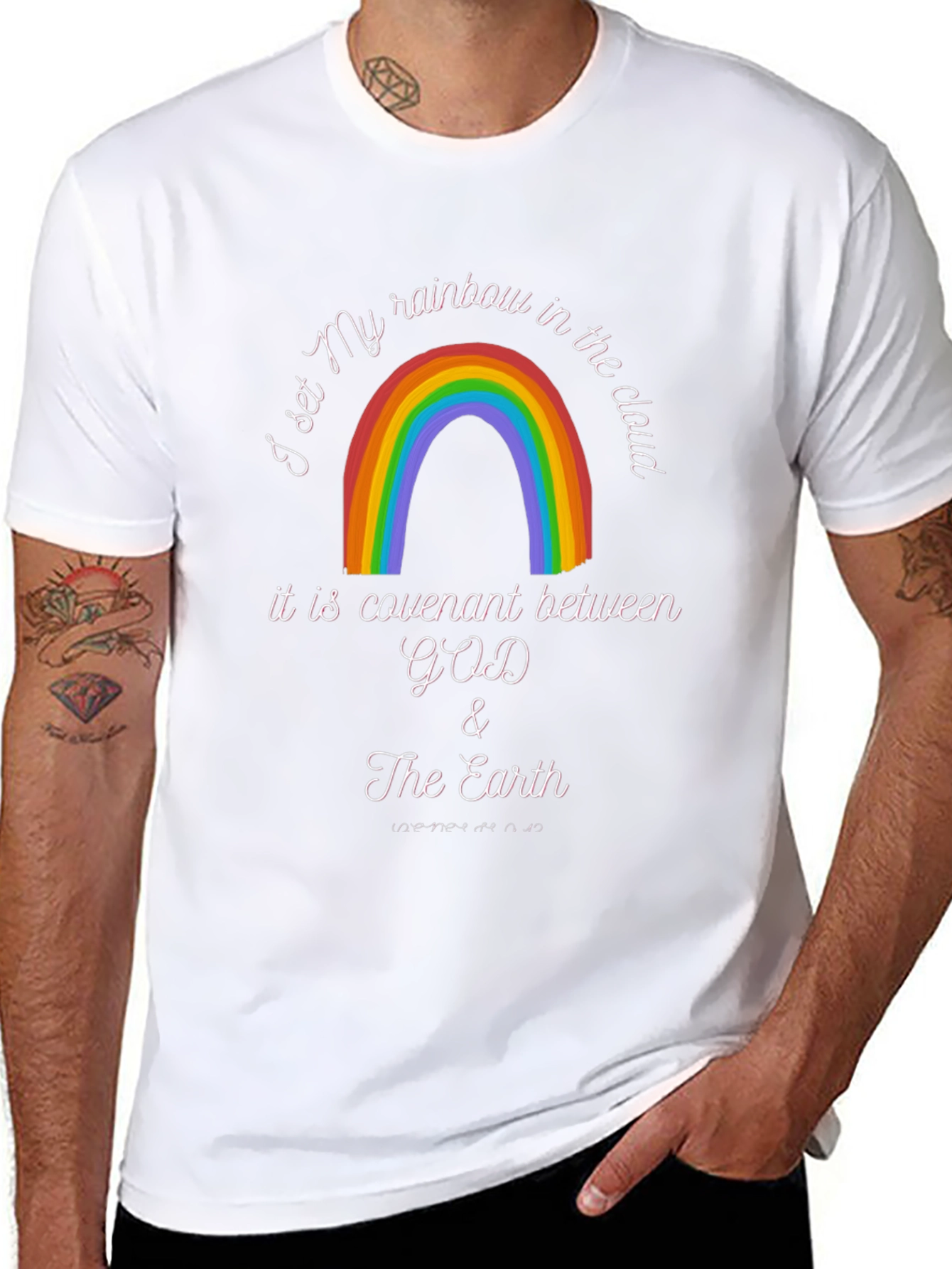 Rainbow Covenant Graphic T-Shirt - God & Earth Design