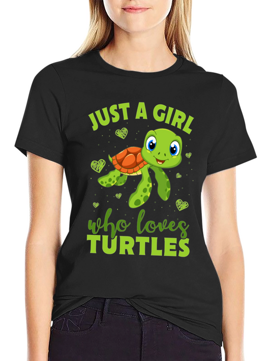 Girl Who Loves Turtles Black T-Shirt