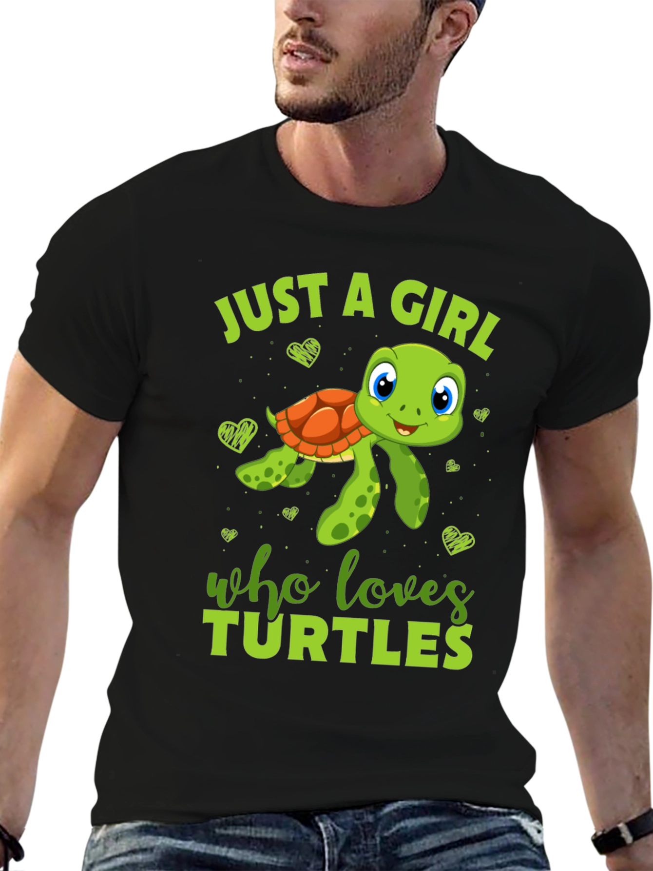 Girl Who Loves Turtles Black T-Shirt