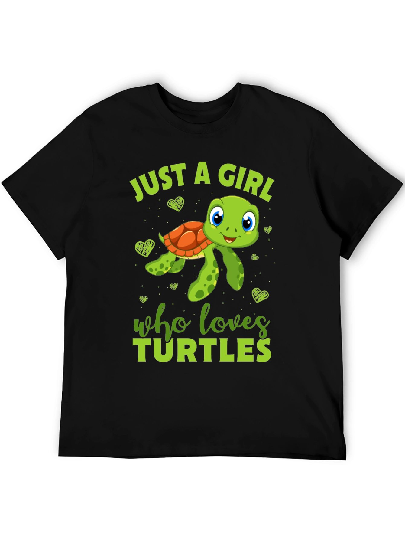 Girl Who Loves Turtles Black T-Shirt