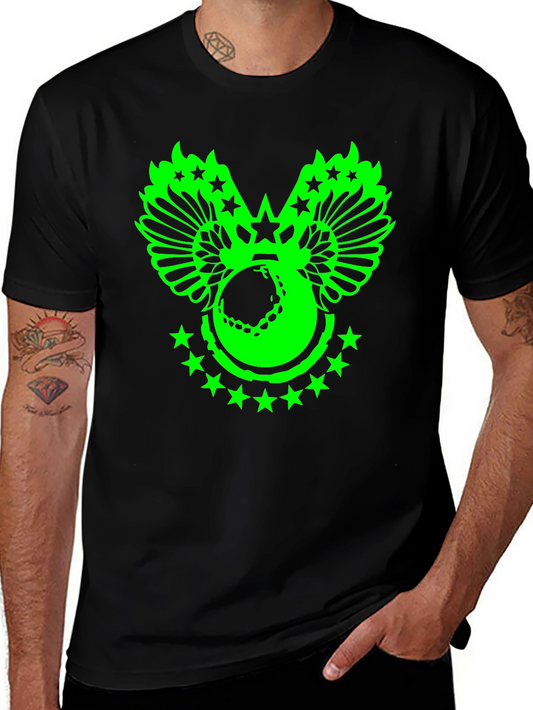 Mens Black T-Shirt with Graphic Print