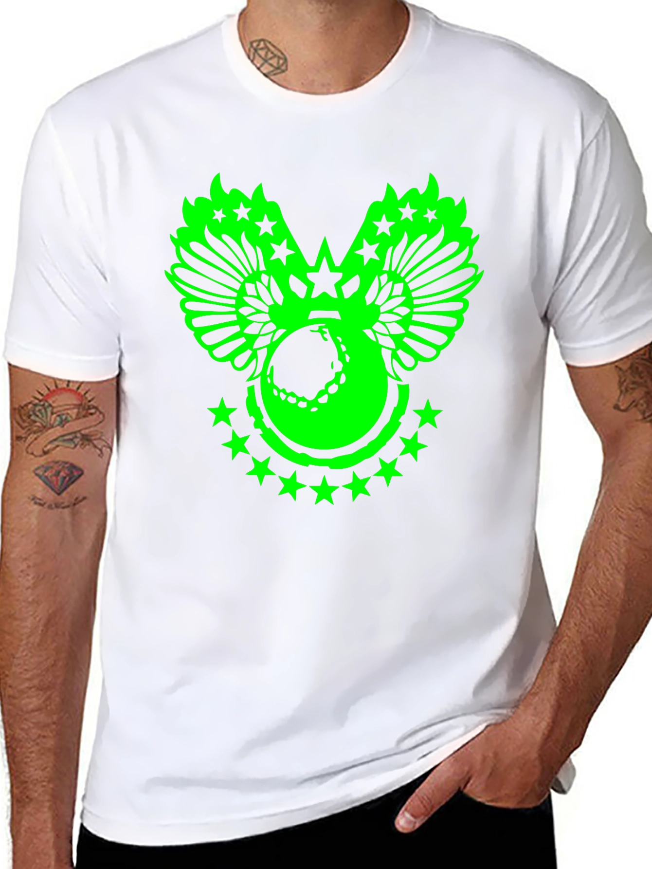Mens Black T-Shirt with Graphic Print