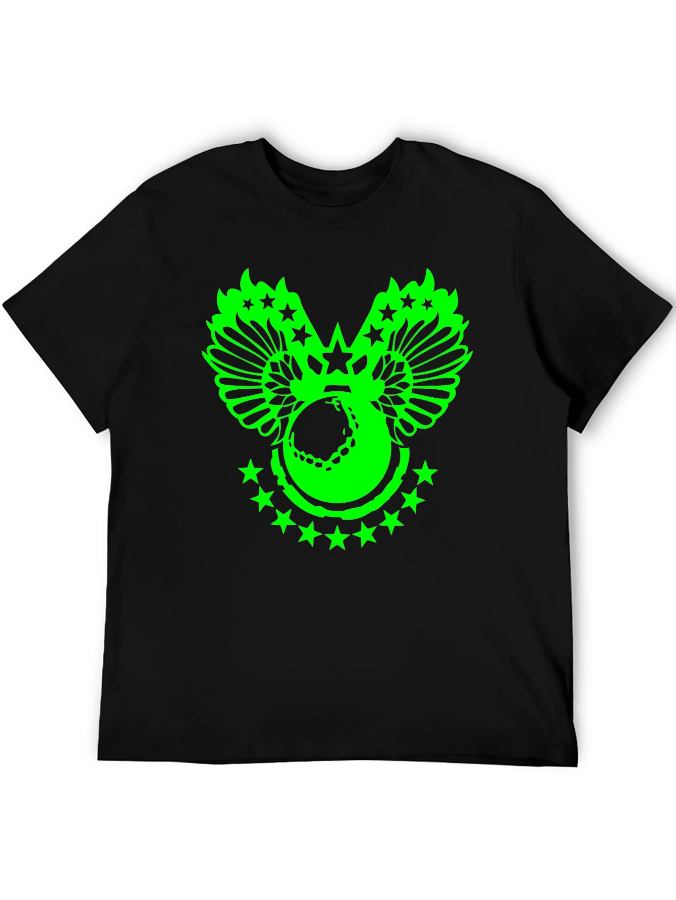 Mens Black T-Shirt with Graphic Print