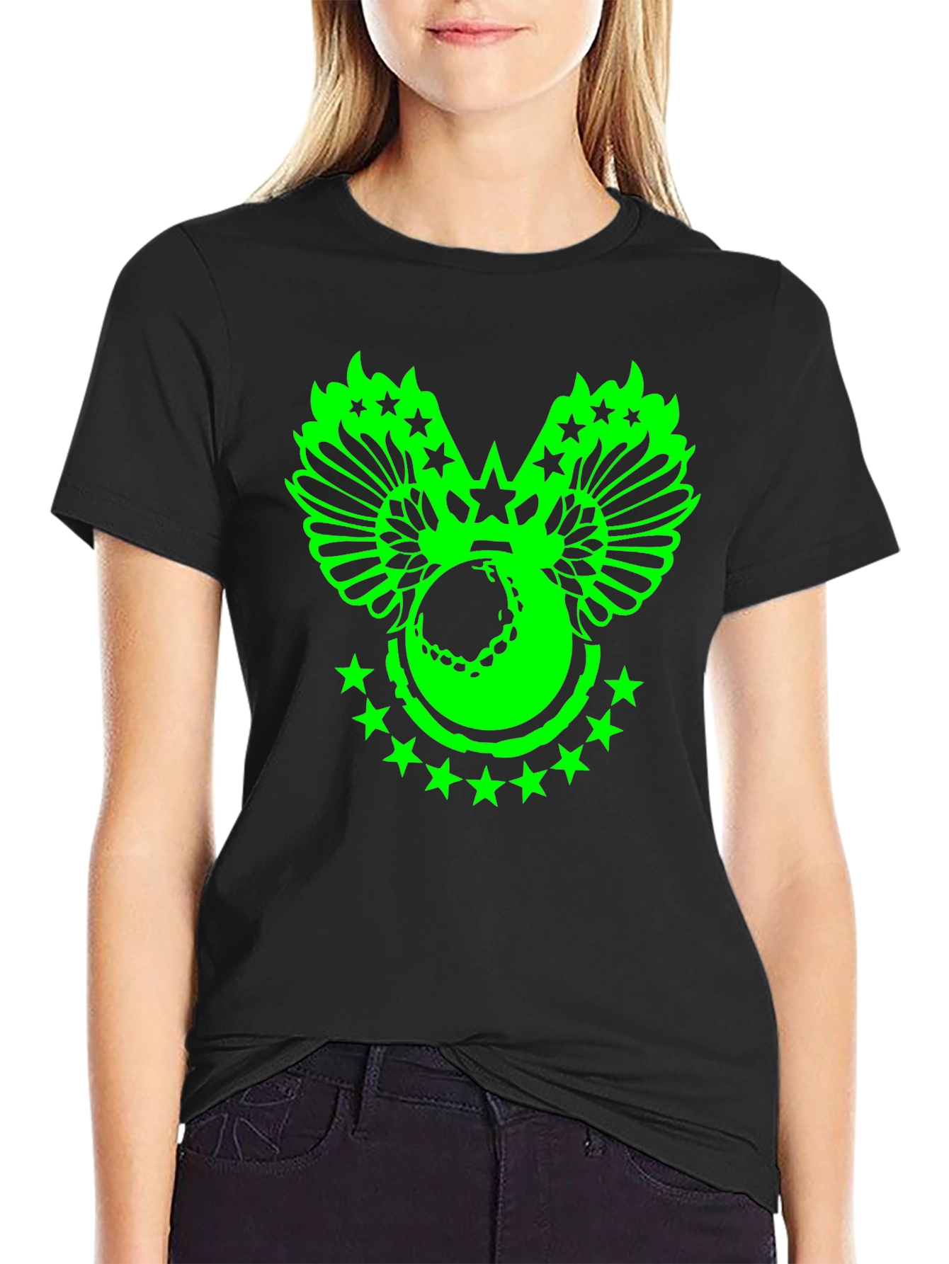 Mens Black T-Shirt with Graphic Print