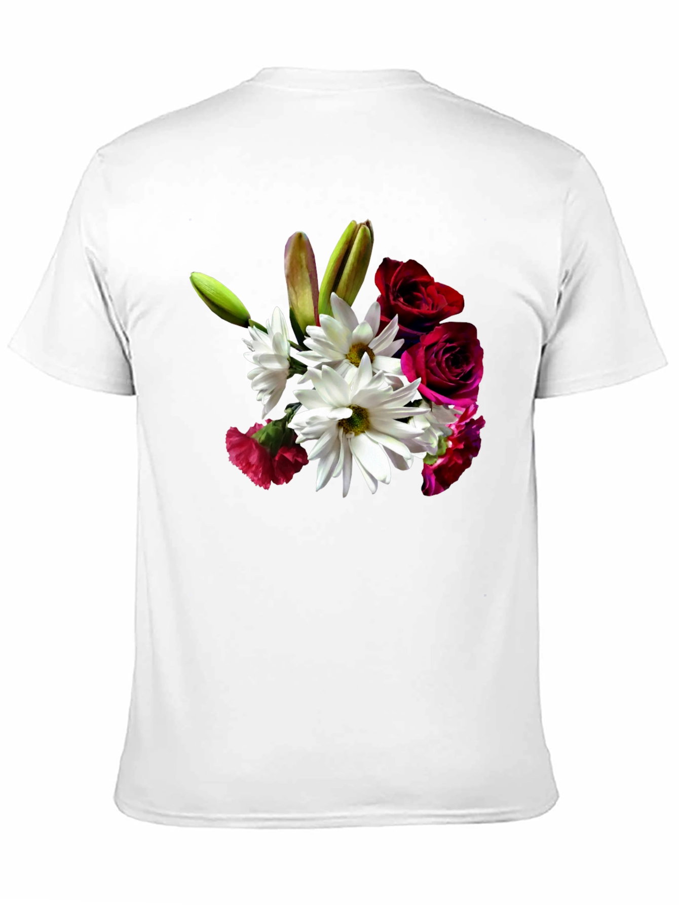Floral Bouquet Graphic Tee - Black Casual T-Shirt