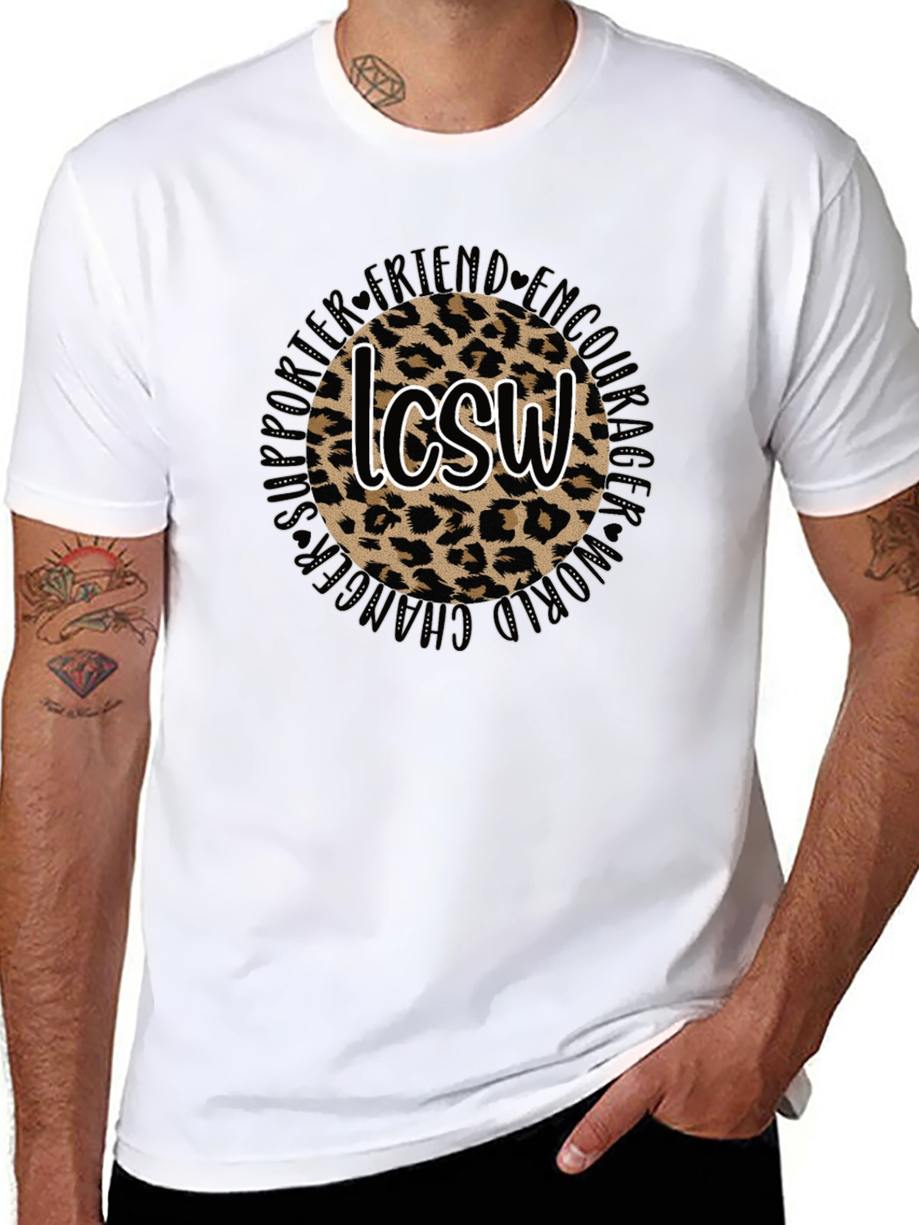 Leopard Print LCSW Graphic Tee - Unisex Black T-Shirt