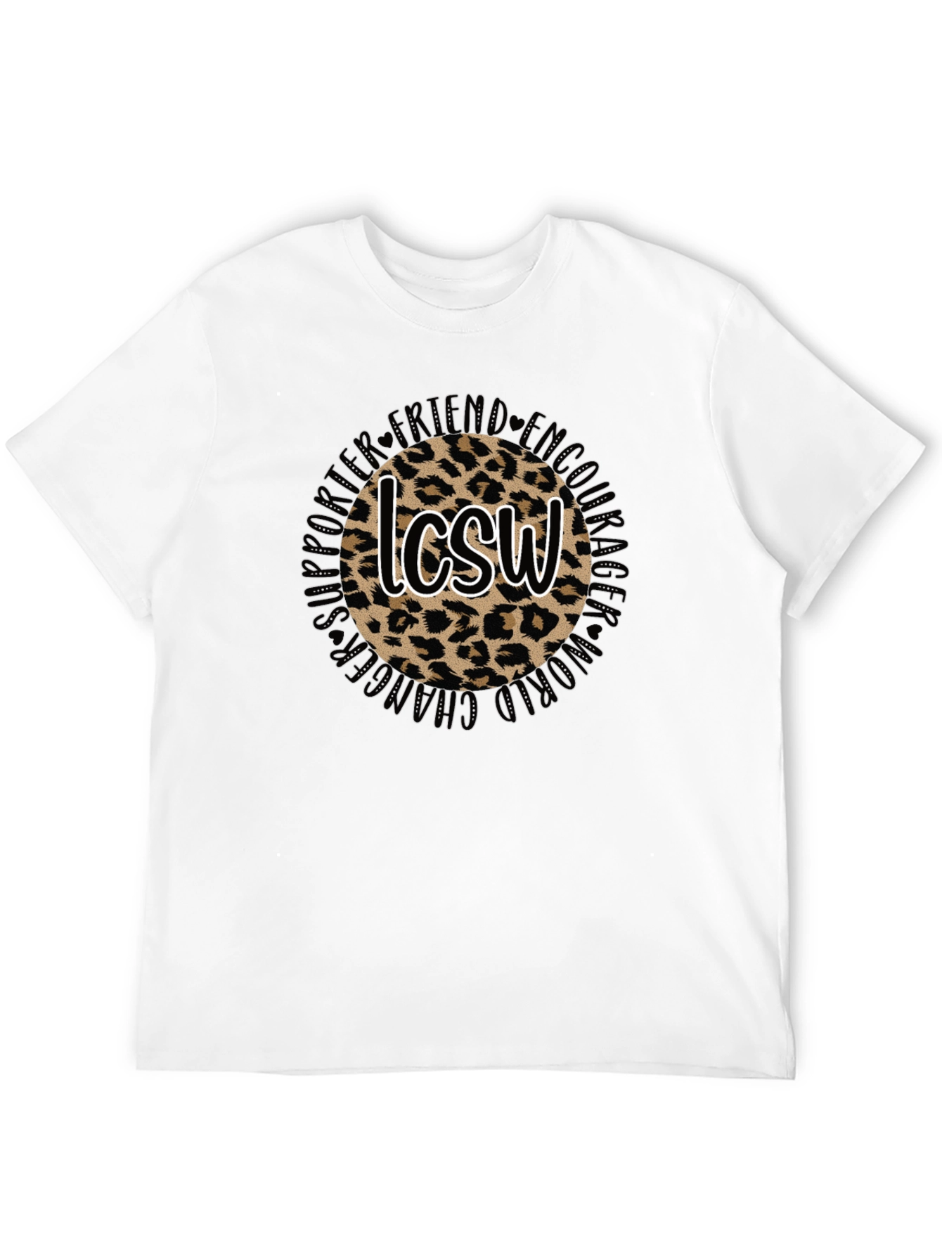 Leopard Print LCSW Graphic Tee - Unisex Black T-Shirt