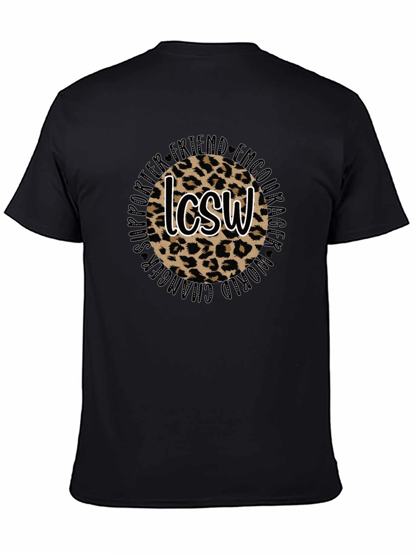 Leopard Print LCSW Graphic Tee - Unisex Black T-Shirt