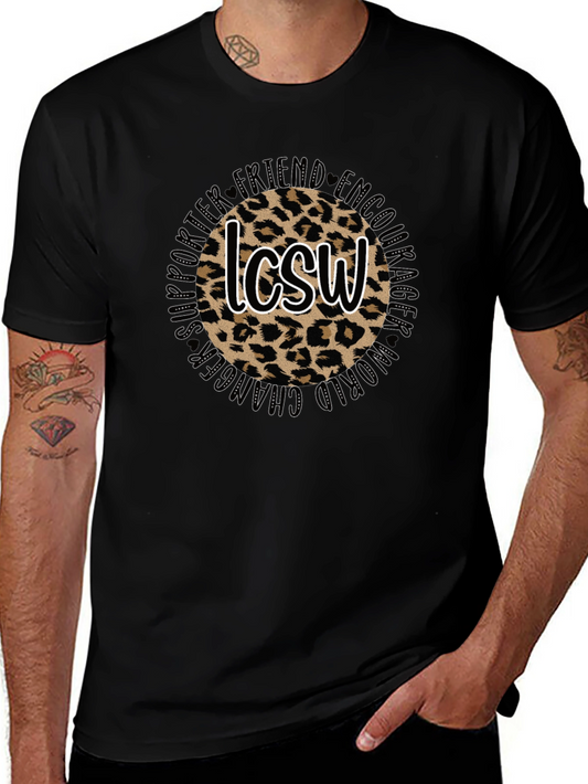 Leopard Print LCSW Graphic Tee - Unisex Black T-Shirt