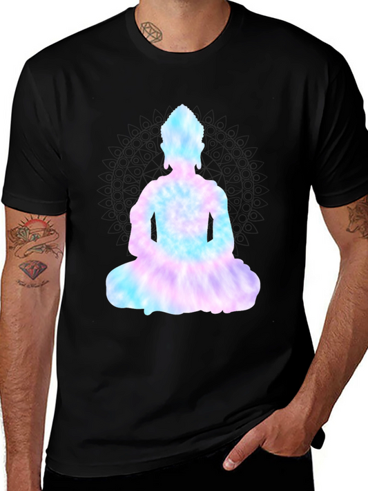 Tie-Dye Buddha Graphic Black Tee