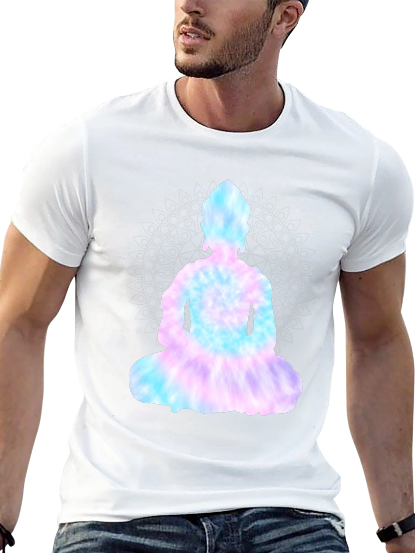 Tie-Dye Buddha Graphic Black Tee