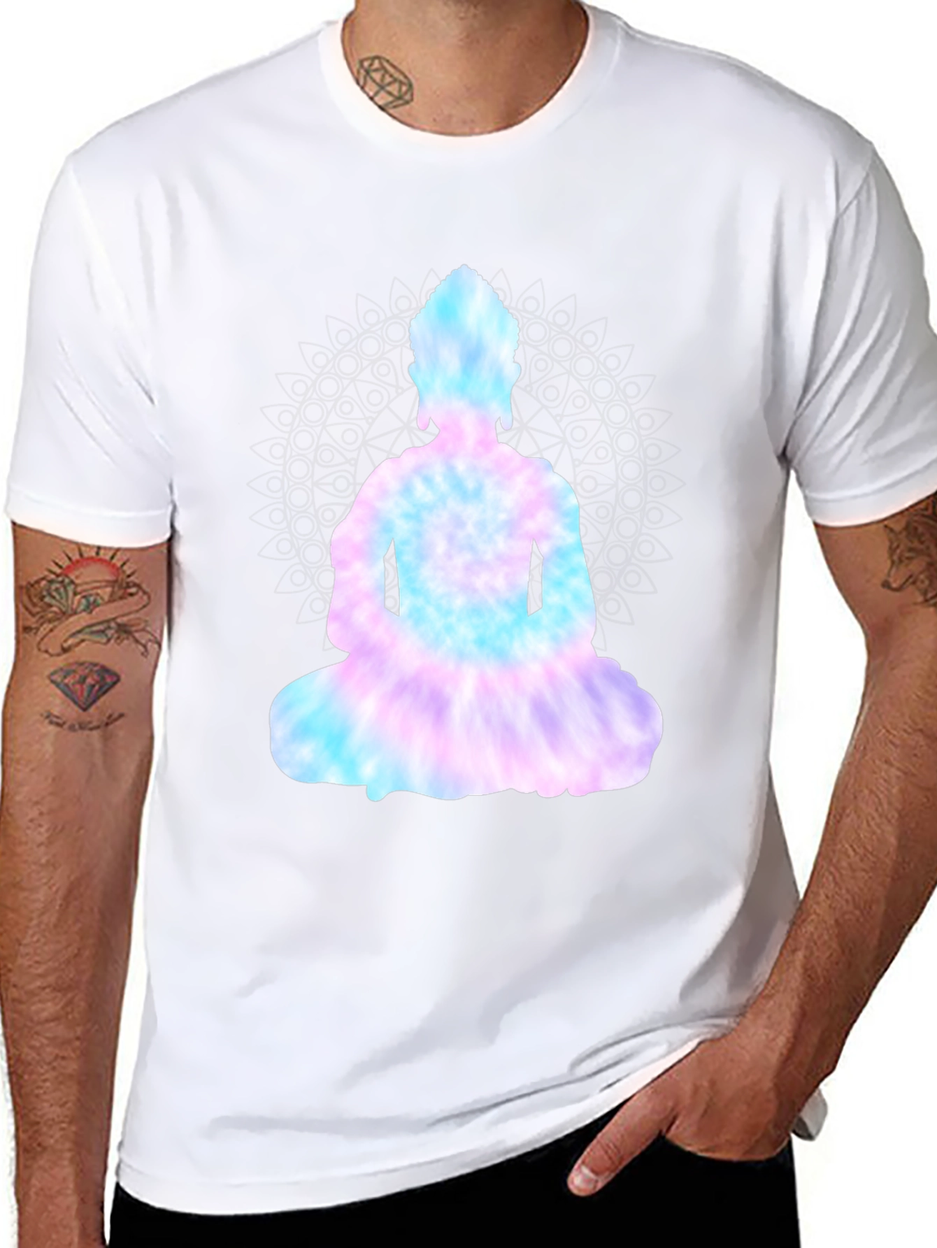 Tie-Dye Buddha Graphic Black Tee