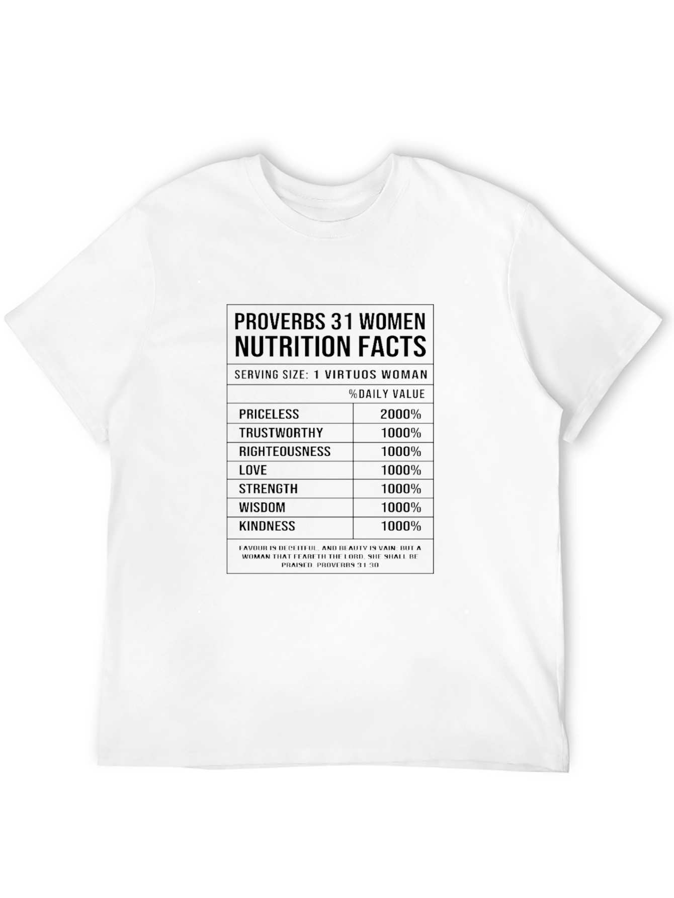 Proverbs 31 Woman Nutrition Facts T-Shirt