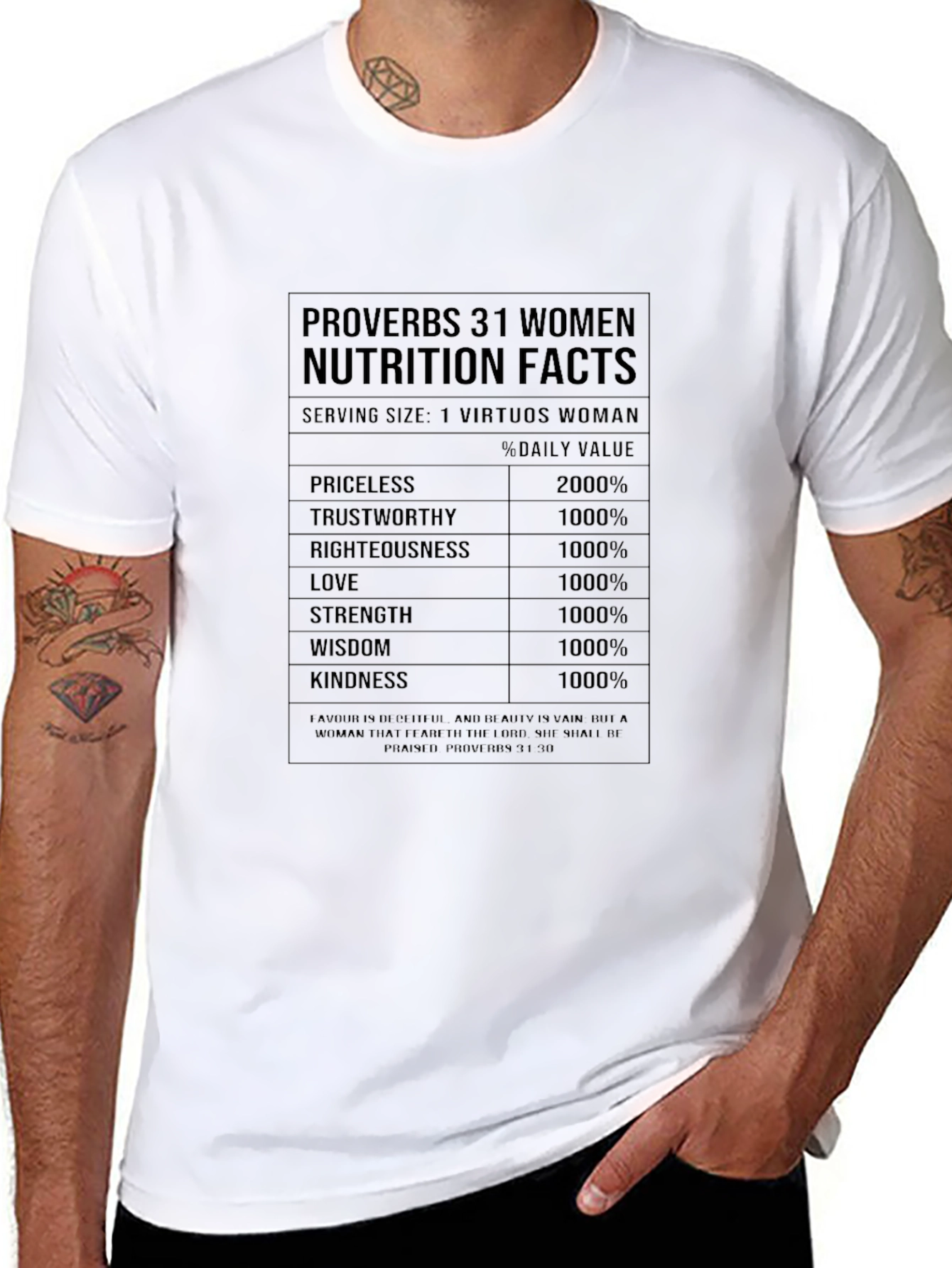 Proverbs 31 Woman Nutrition Facts T-Shirt