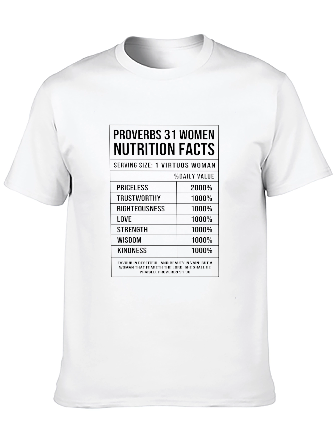 Proverbs 31 Woman Nutrition Facts T-Shirt