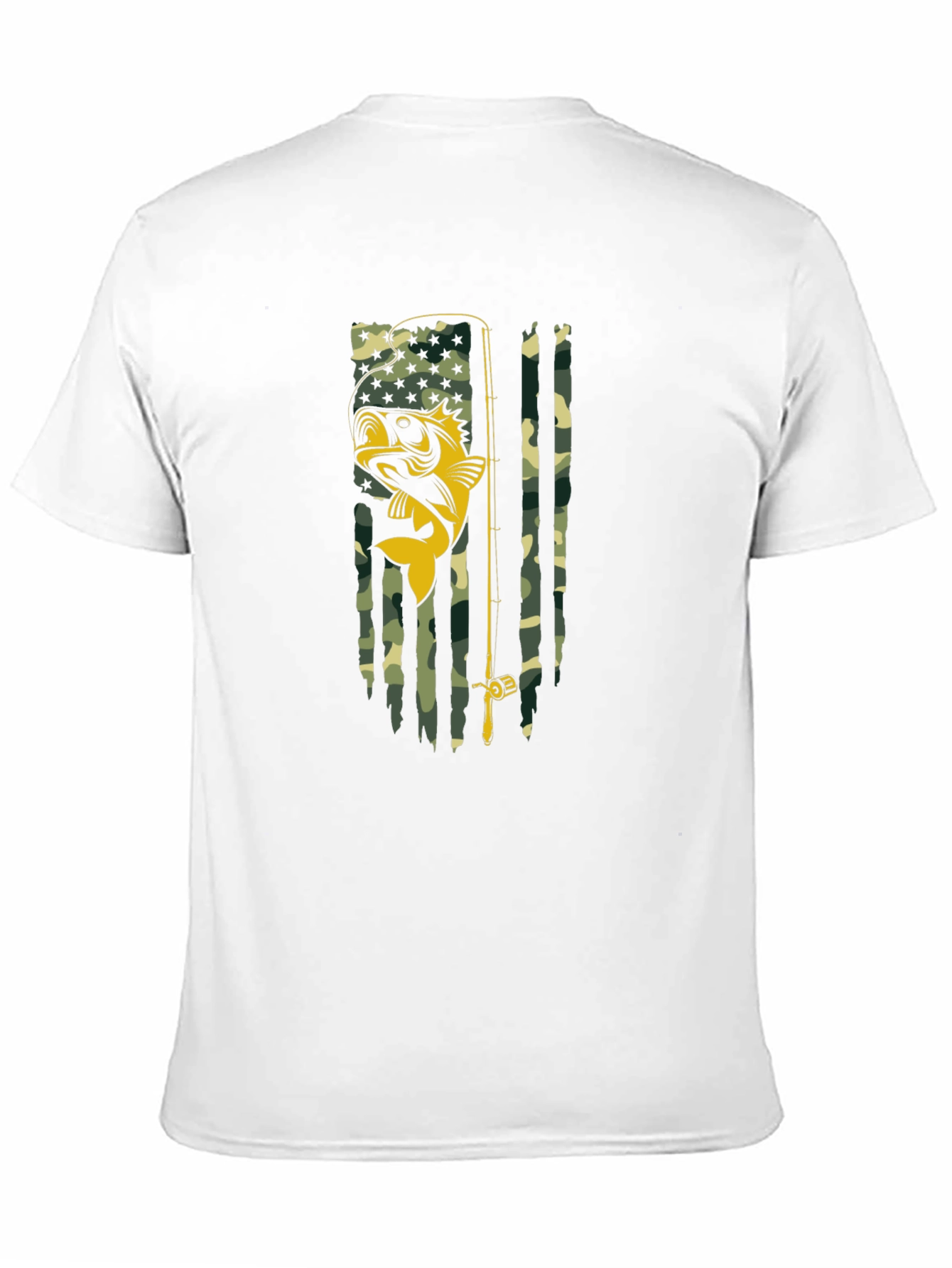 Fishing Flag Graphic T-Shirt - Camo Bass