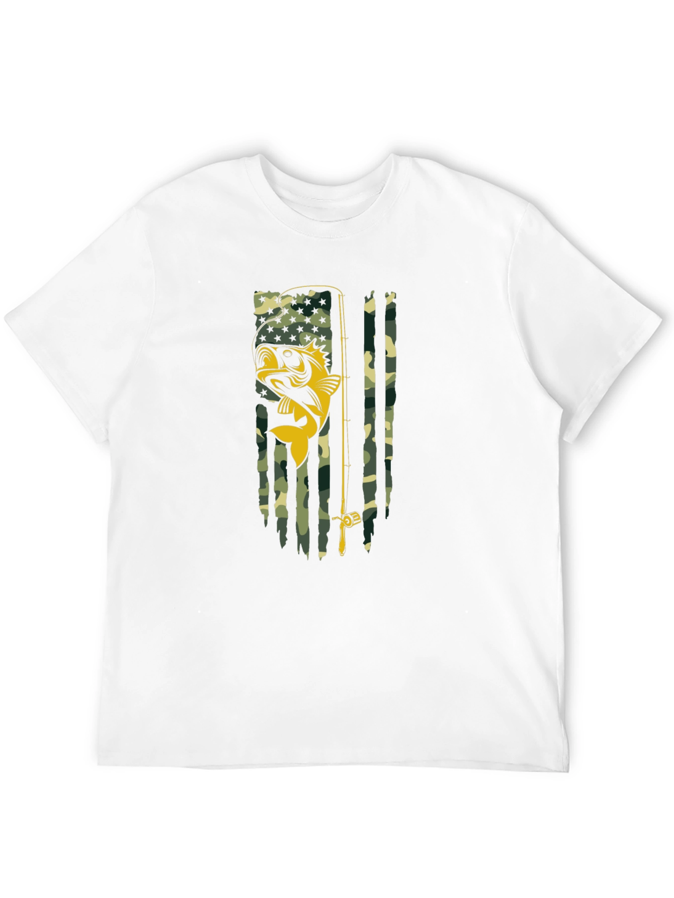 Fishing Flag Graphic T-Shirt - Camo Bass