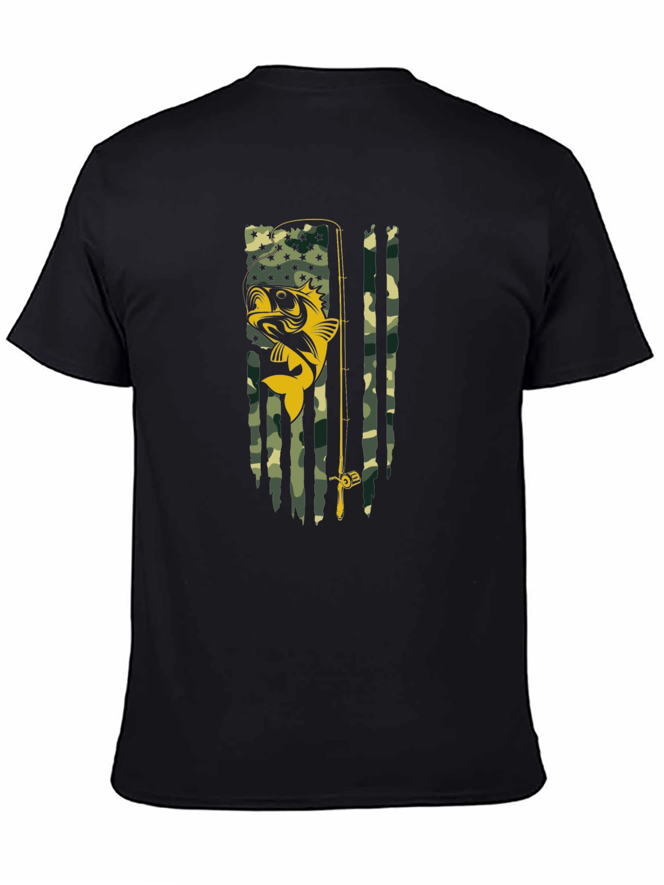 Fishing Flag Graphic T-Shirt - Camo Bass